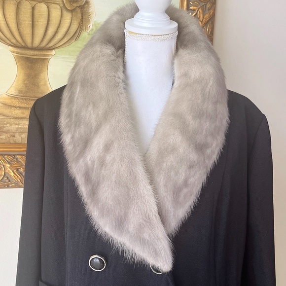Vintage Large Kapmoor Wool Mink Black Coat Size L - Picture 3 of 15